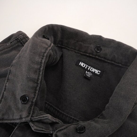 Hot Topic Denim Vest Faded Black Men's M Punk Grunge Goth [Missing Parts] - Picture 5 of 10